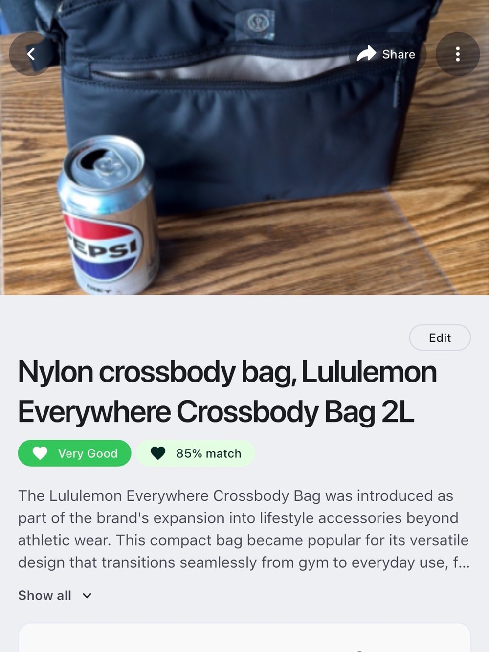 lululemon athletica 2L Black Crossbody Bag - Picture 5 of 5